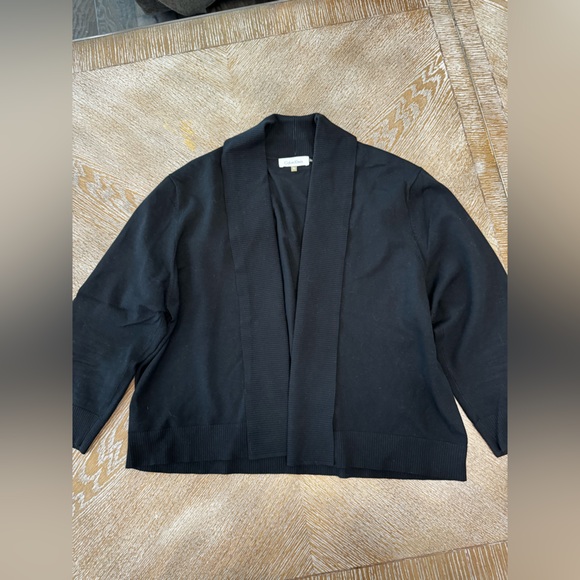 Calvin Klein Open Front Bolero Cropped Cardigan Black 3/4 Sleeve Silk Blend XL - Picture 1 of 5